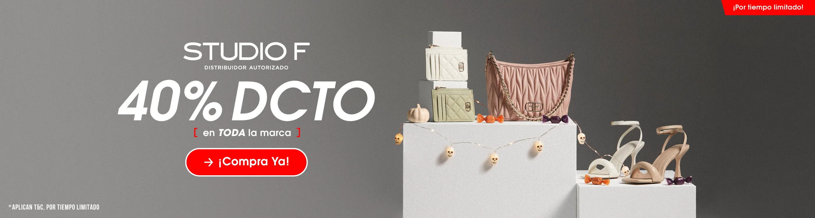 Imagen home de la promoción en Studio F: ¡Obtén el 40% OFF en TODA la marca Studio F!​​