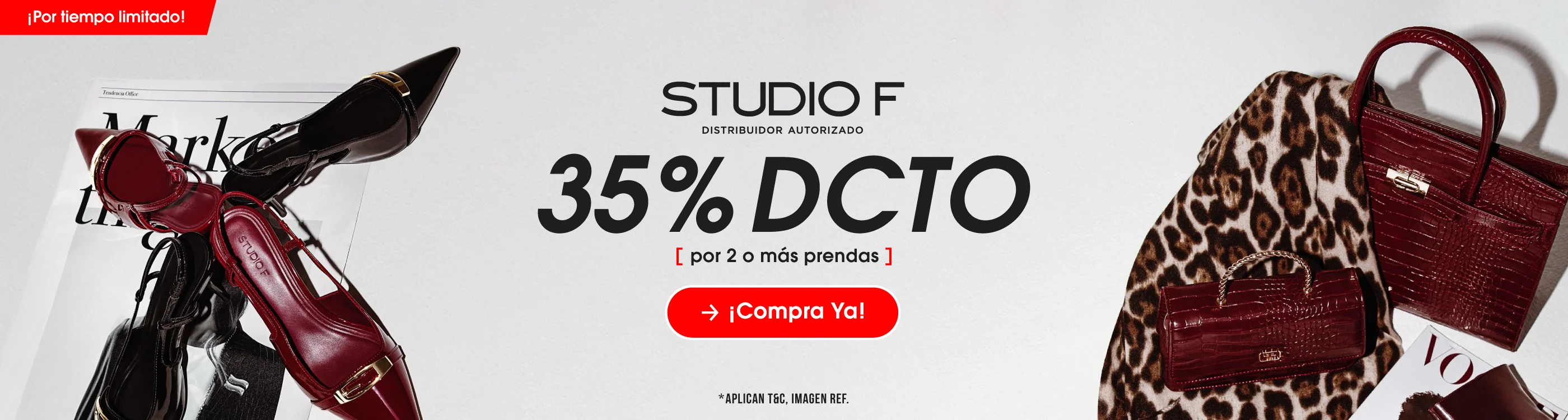 Imagen home de la promoción en Studio F: ¡Obtén el 35% OFF por la compra de 2 o más prendas Studio F!​
